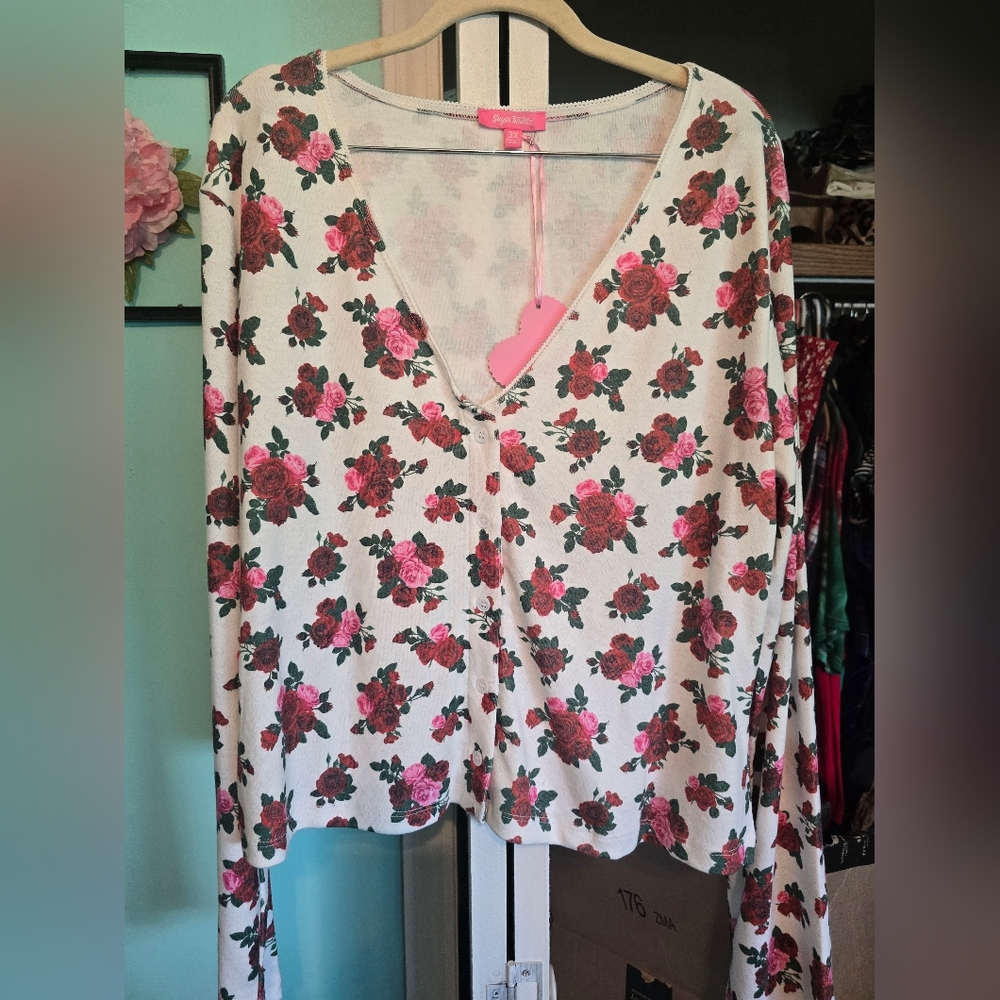 Sugar Thrillz Pink and Red Floral Crop Top